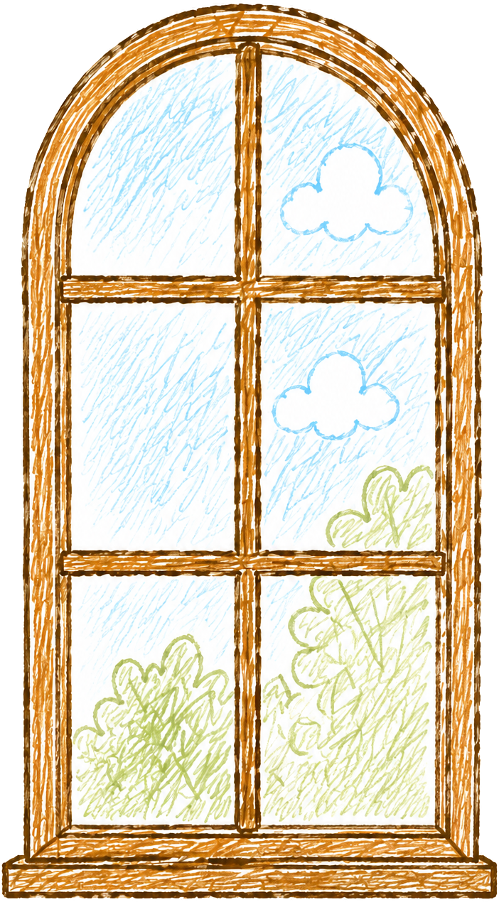 Left Arched Window with Plant