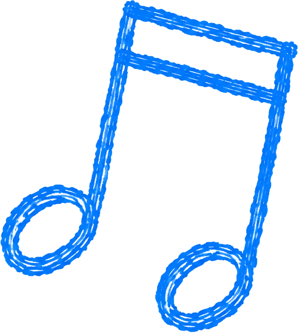 Mid Left Blue Music Note