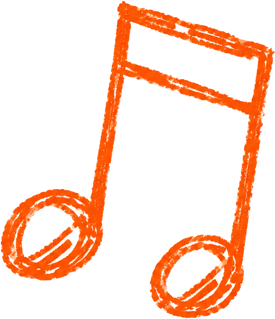 Mid Left Orange Music Note